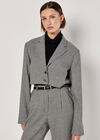 Dogtooth Cropped Blazer, Black, large