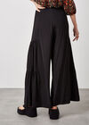 Tiered Wide-Leg Woven Trousers, Black, large