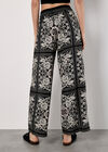 Scarf Print Flare Trousers, Black, large