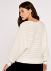 Pointelle Stripe Batwing Jumper, Cream, large