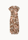 Tropical Leaf Shirt Midi Dress, Brown, large