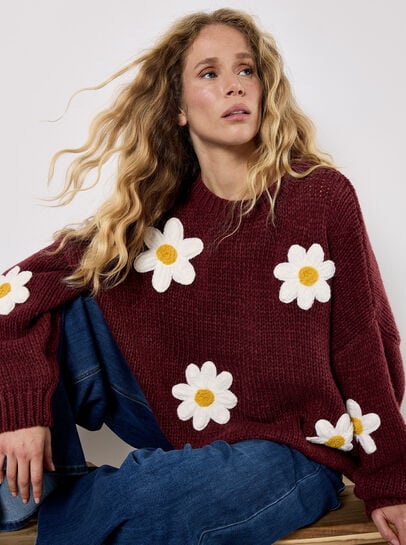 Embroidered Daisies Jumper