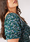 Curve Daisy Floral Milkmaid Top, Vert, grand