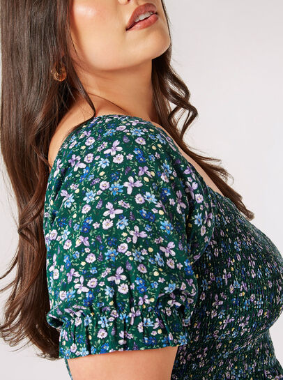 Curve Daisy Floral Milkmaid Top