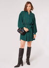 Volume Sleeve Shirt Mini Dress, Green, large