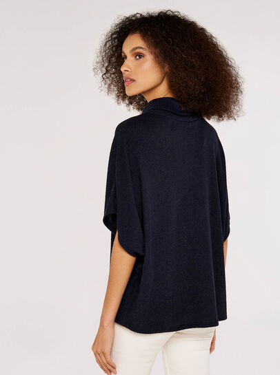 Roll Neck Ribbed Cape