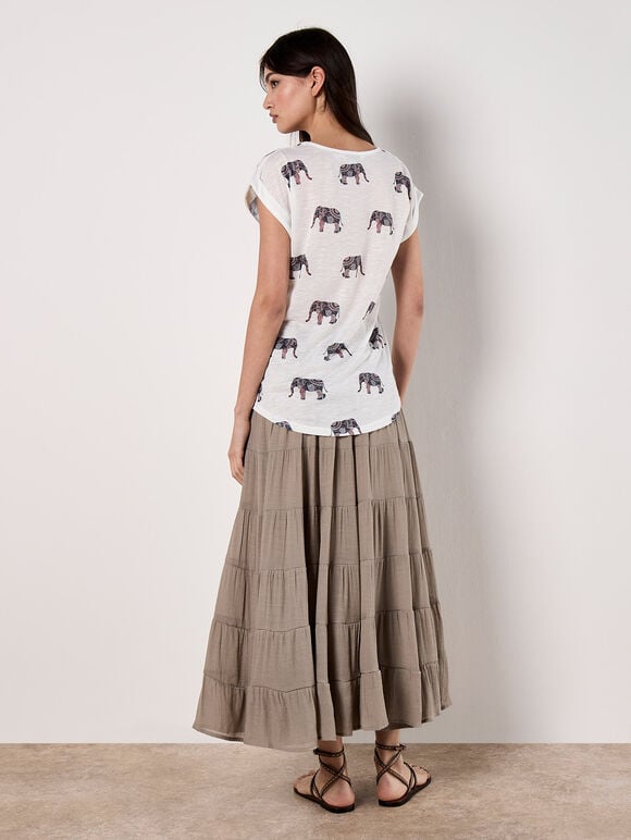 Elephant Print Slub T-Shirt, Navy, large