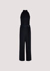Waffle Halter Neck Jumpsuit, Black, large