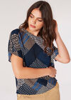 Geometric Patchwork Textured T-Shirt, Navy, large