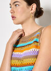 Colourful Stripe Tassel Crochet Top, Brown, large