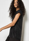 Shimmer Chevron Chiffon Top, Black, large