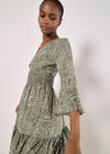 Metallic Dobby Paisley Mini Dress, Khaki, large