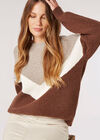 Chunky Chevron Block Jumper, Cream, large