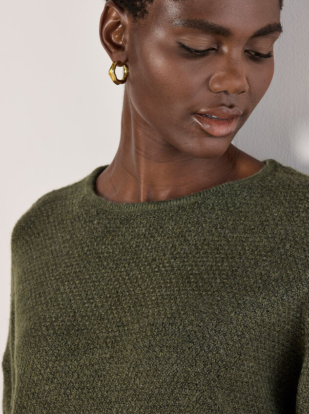 Waffle Knit Batwing Jumper, Green, large