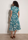 Geo Grecian Shirt Midi Dress, Teal, large