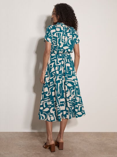 Geo Grecian Shirt Midi Dress