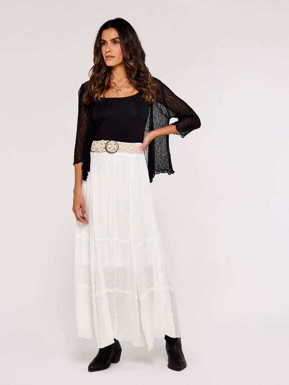 Popcorn Knit Shrug, Black, large