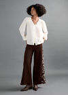 Floral Embroidered Wide-Leg Jeans, Brown, large