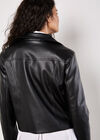 Faux Leather Biker Jacket, Black, large