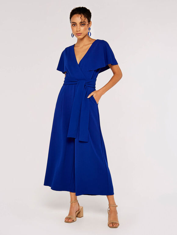 Cape Culotte Jumpsuit, Blue, large