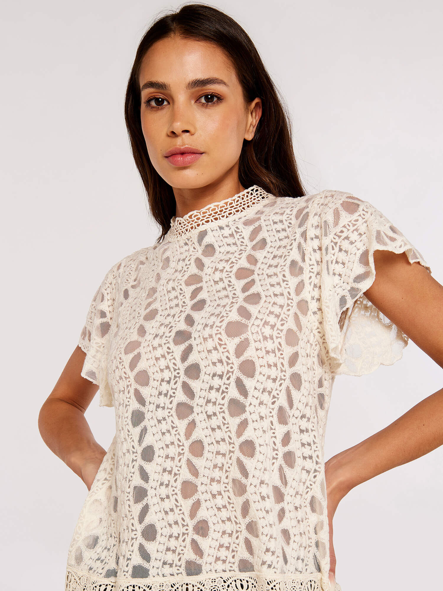 High neck embroidered top 2025