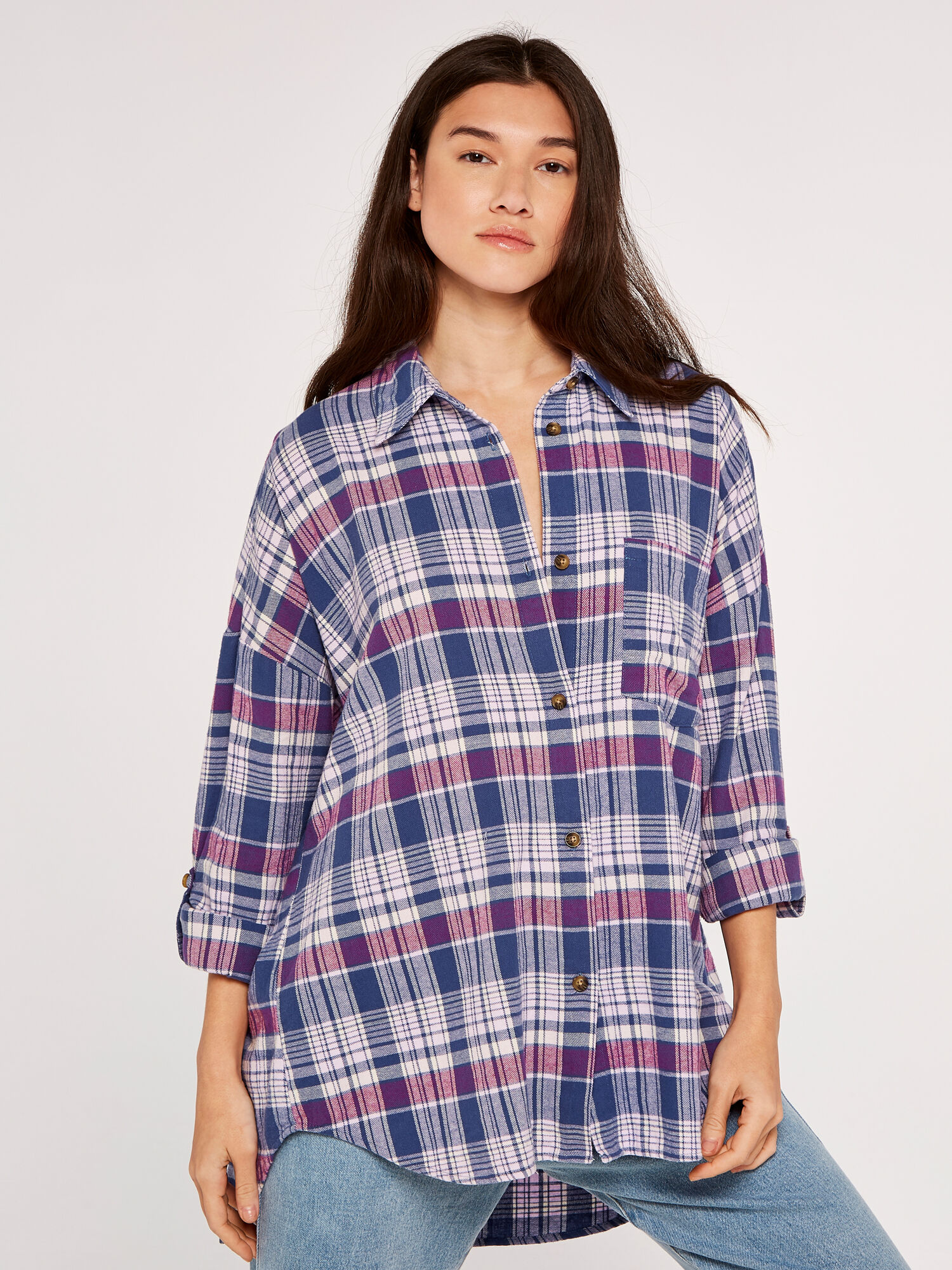 Pink oversized check sales shirt