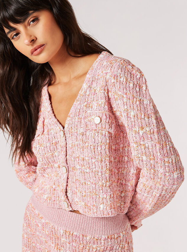 Multi-Coloured Marl Knit Cardigan, Pink, large