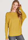 Slash Neck Popper Jumper, Mustard, large