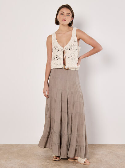 Floral Crochet Tie Front Waistcoat