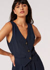 Textured Pinstripe Waistcoat, Navy, large