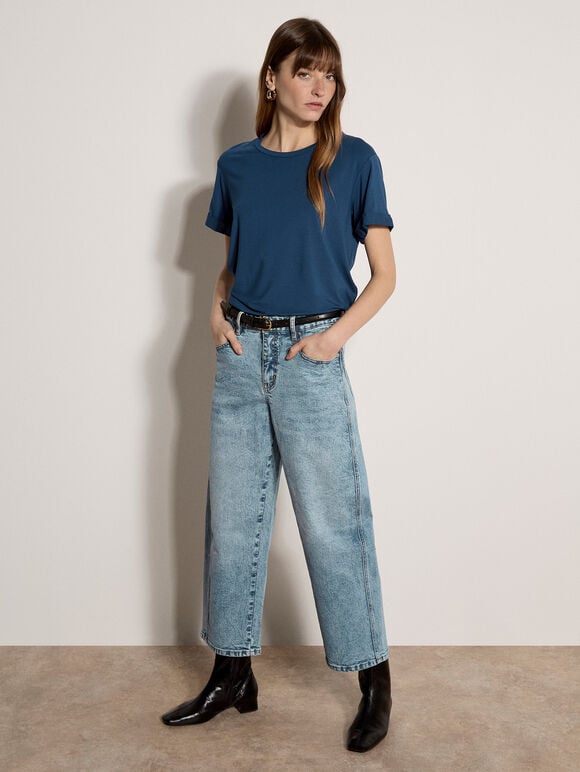 Cotton Modal T-Shirt, Blue, large