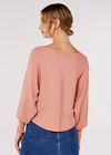 Rib Batwing Crop Jumper, Pink, large
