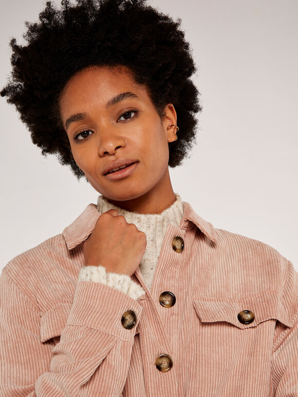 Corduroy Shacket, Pink, large