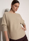 Metallic Ribbed Knit Jumper, Gold, large