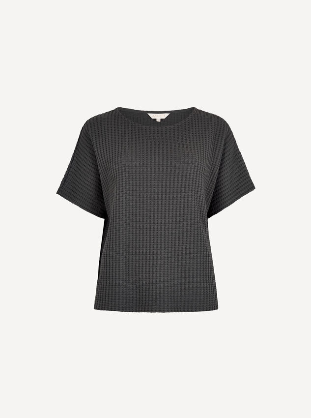 Waffle Knit Oversized T-Shirt, Dark Grey/Charcoal, large