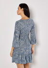 Metallic Dobby Paisley Mini Dress, Blue, large