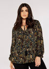 Curve Paisley Boho Blouse, Black, large