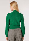 Cropped Cable Knit Aran Jumper, Green, large