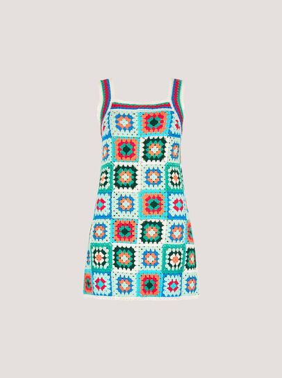 Crochet Squares Mini Dress