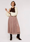 Lurex Pleated Midi Skirt, Pink, large