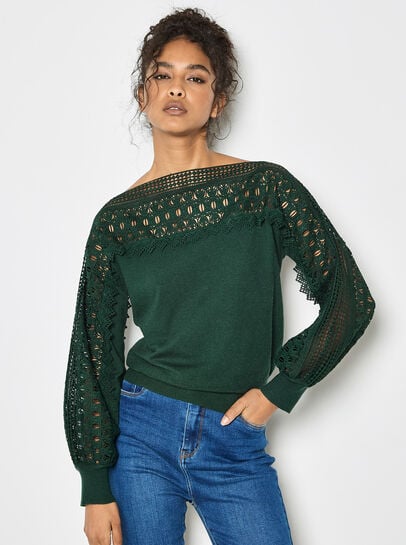 Lace Neck And Sleeve Jumper