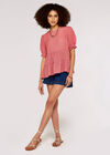 Ruffle Sleeve Shimmer Top, Pink, large
