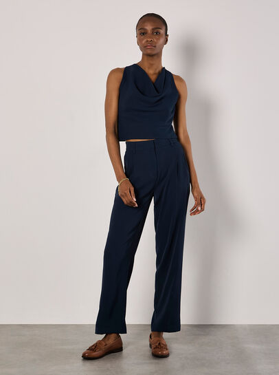 Sleeveless Cowl Neck Crop Top