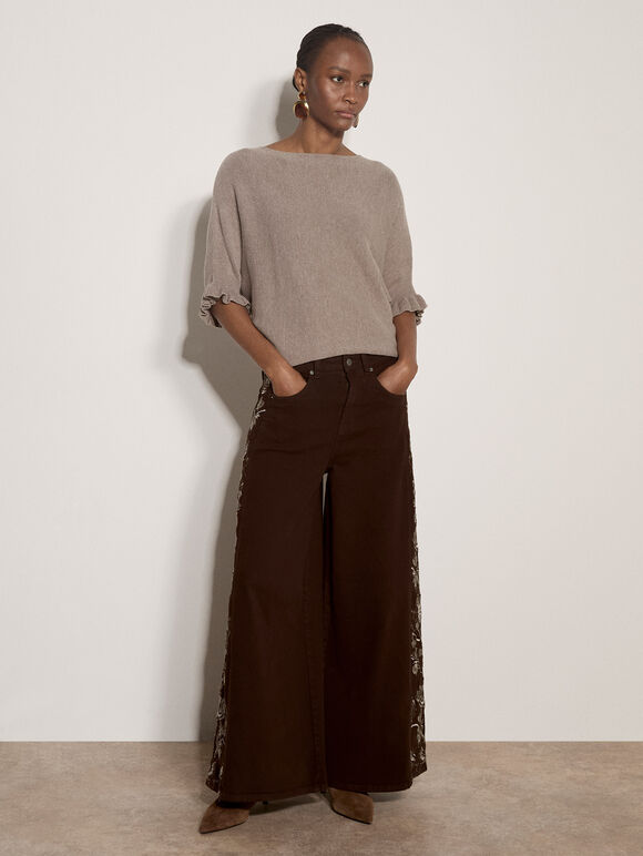 Soft Knit Batwing Top, Stone, large