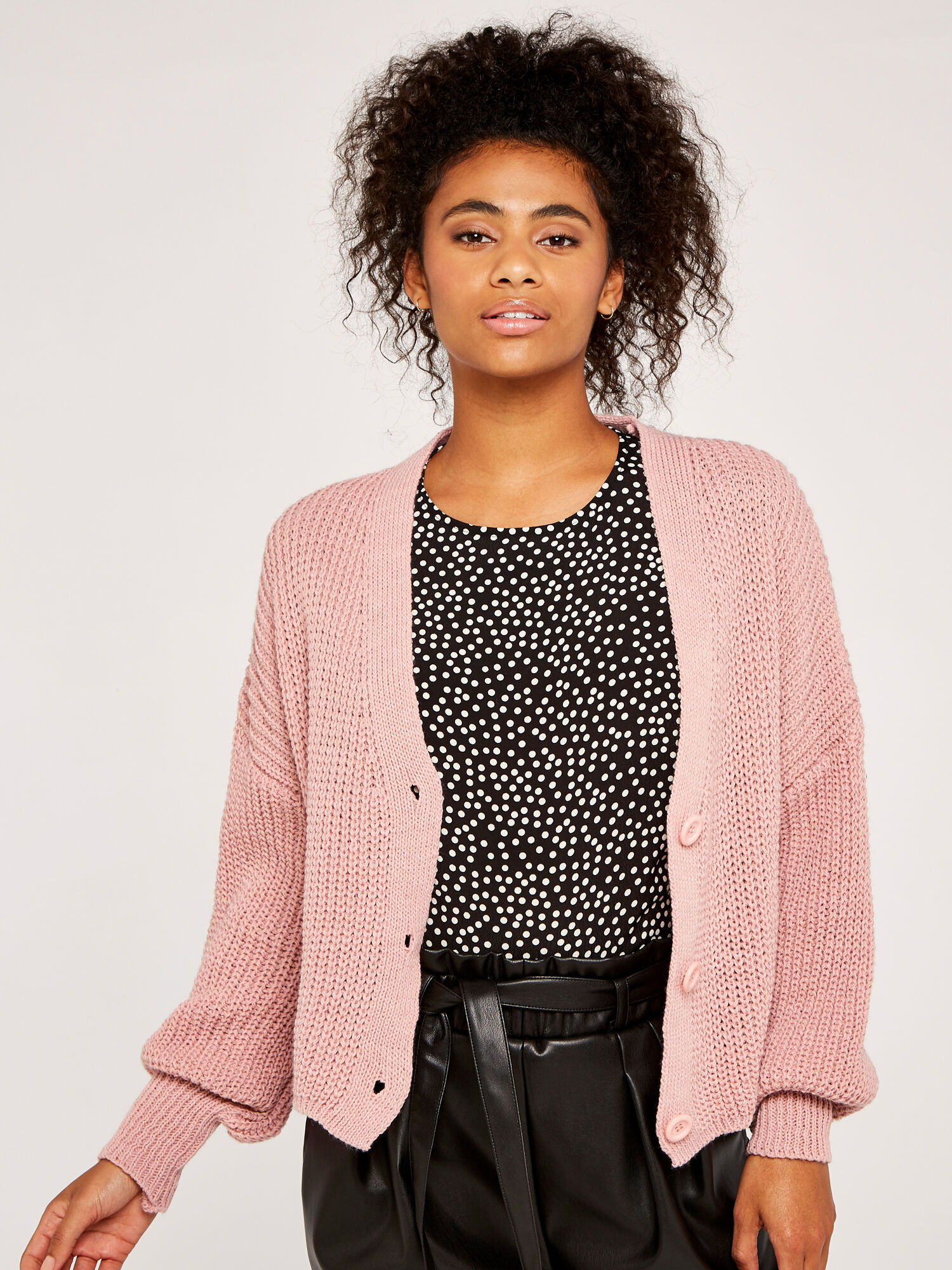 Chunky Knit Cropped Cardigan | Apricot UK