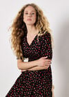 Ditsy Floral Smocked Midi Dress, Orange, large