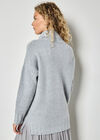 Oversized Roll Neck Tunic Jumper, Light Grey / Silver, large