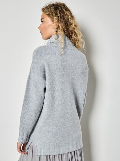 Oversized Roll Neck Tunic Jumper