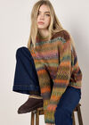 Chunky Knit Tonal Stripe Jumper, Orange, large