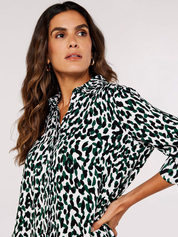 Cheetah High Low Shirt, Green, large
